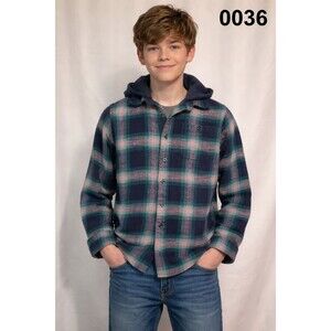 Boys Hooded Flannel size L (10/12) - 0036